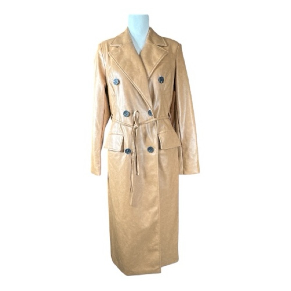 AVEC LES FILLES Vegan Leather Trench Coat, Size S. - Picture 4 of 10
